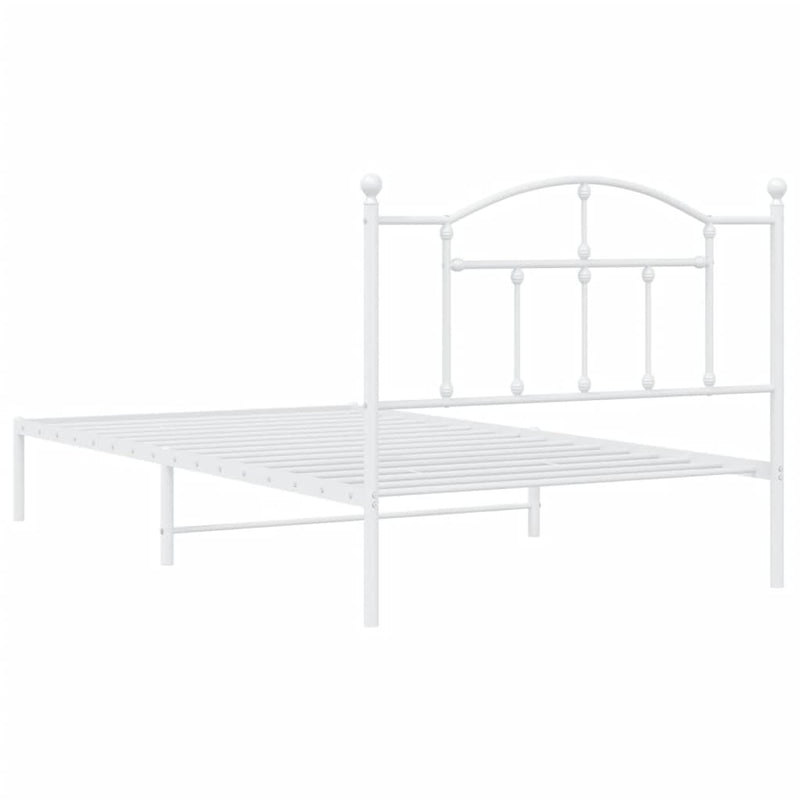 Metal Bed Frame without Mattress with Headboard White 107x203 cm King Single Payday Deals