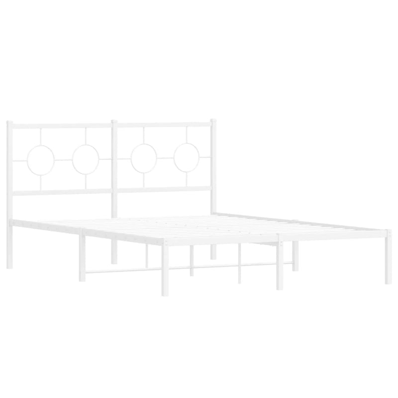 Metal Bed Frame without Mattress with Headboard White 135x190 cm Payday Deals