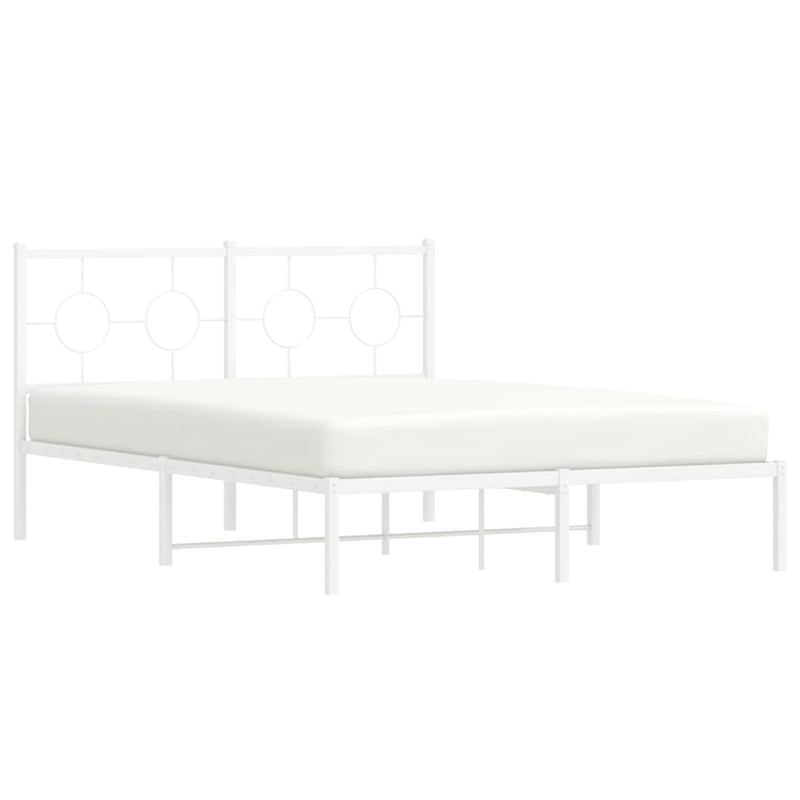 Metal Bed Frame without Mattress with Headboard White 135x190 cm Payday Deals