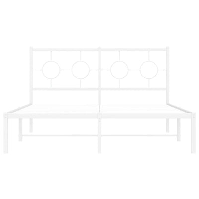 Metal Bed Frame without Mattress with Headboard White 135x190 cm Payday Deals