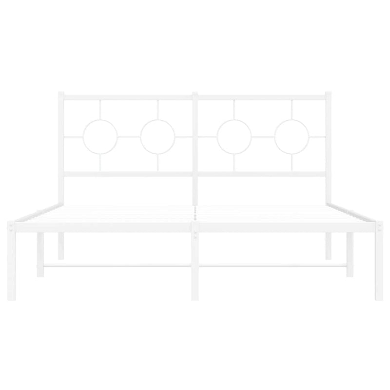 Metal Bed Frame without Mattress with Headboard White 135x190 cm Payday Deals