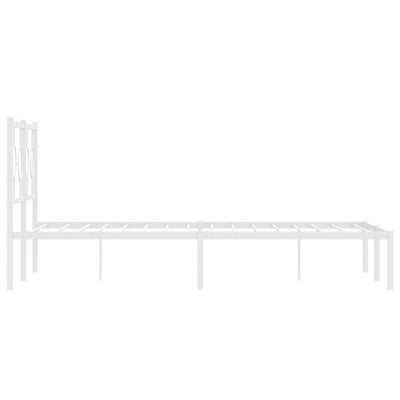 Metal Bed Frame without Mattress with Headboard White 135x190 cm Payday Deals