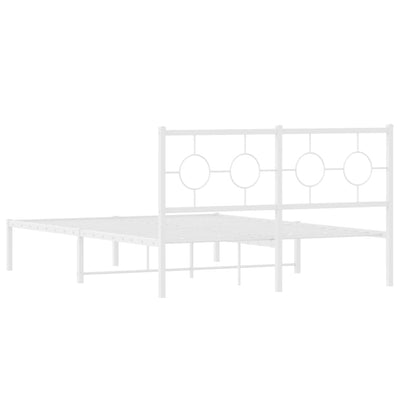 Metal Bed Frame without Mattress with Headboard White 135x190 cm Payday Deals