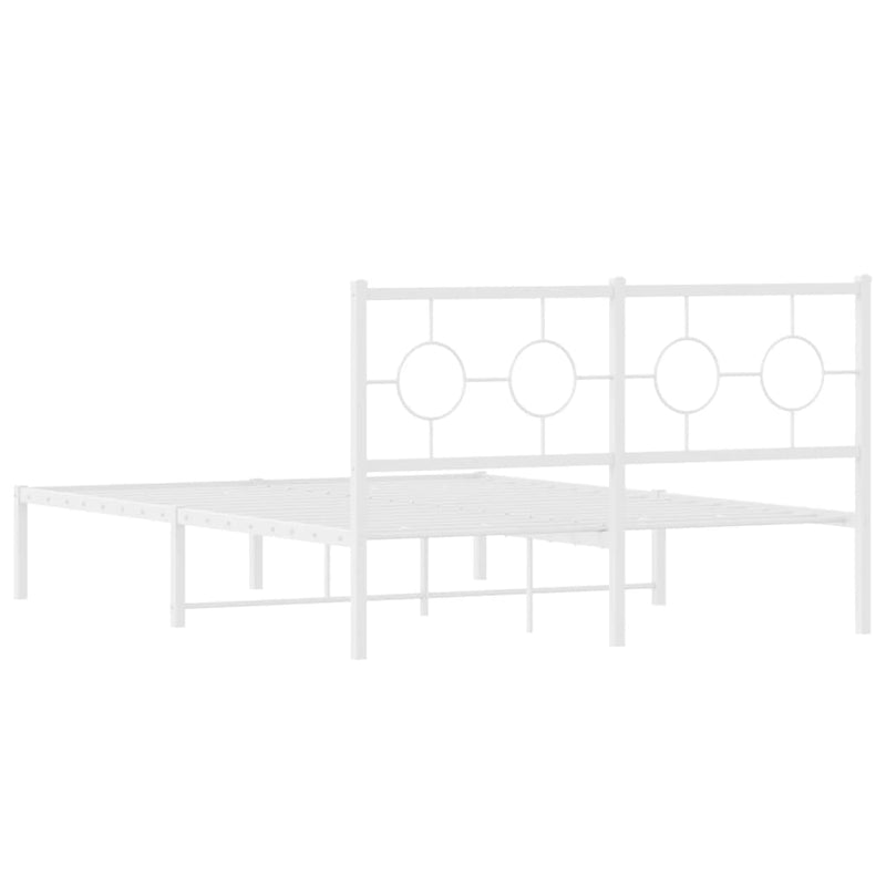 Metal Bed Frame without Mattress with Headboard White 135x190 cm Payday Deals