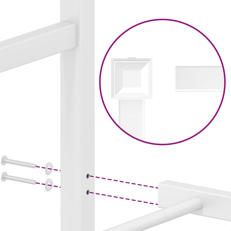 Metal Bed Frame without Mattress with Headboard White 135x190 cm Payday Deals