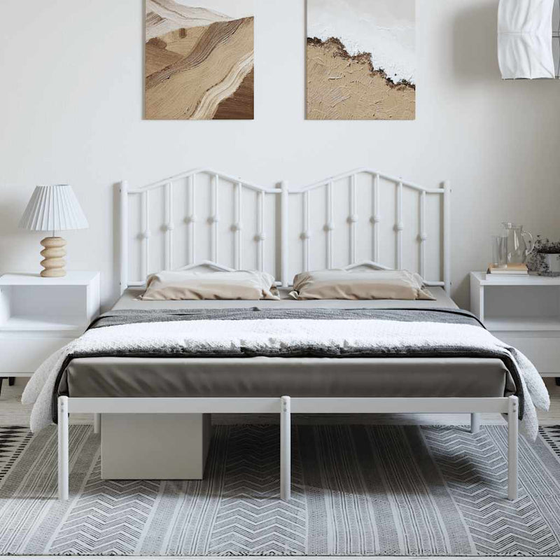 Metal Bed Frame without Mattress with Headboard White 135x190 cm Payday Deals