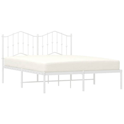 Metal Bed Frame without Mattress with Headboard White 135x190 cm Payday Deals