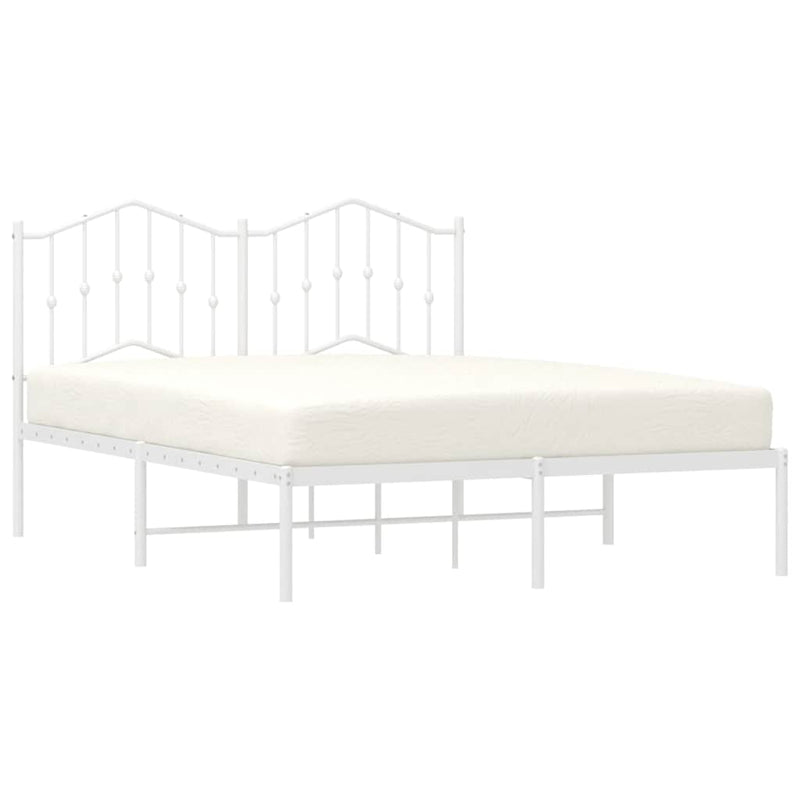 Metal Bed Frame without Mattress with Headboard White 135x190 cm Payday Deals