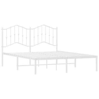 Metal Bed Frame without Mattress with Headboard White 135x190 cm Payday Deals