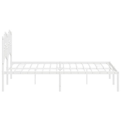 Metal Bed Frame without Mattress with Headboard White 135x190 cm Payday Deals