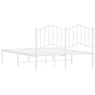 Metal Bed Frame without Mattress with Headboard White 135x190 cm Payday Deals