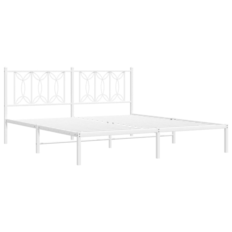 Metal Bed Frame without Mattress with Headboard White 183x203 cm King Payday Deals