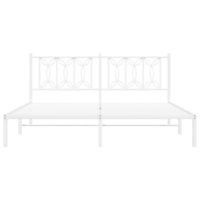 Metal Bed Frame without Mattress with Headboard White 183x203 cm King Payday Deals