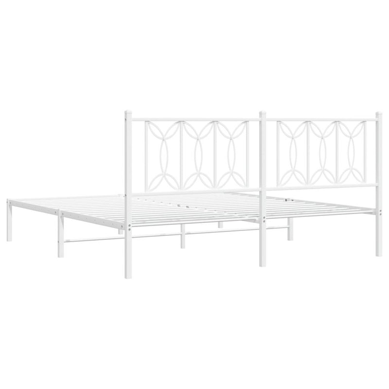 Metal Bed Frame without Mattress with Headboard White 183x203 cm King Payday Deals