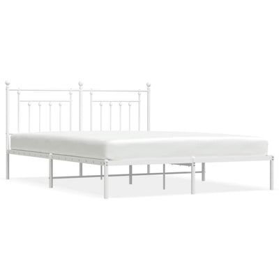 Metal Bed Frame without Mattress with Headboard White 183x203 cm King Payday Deals