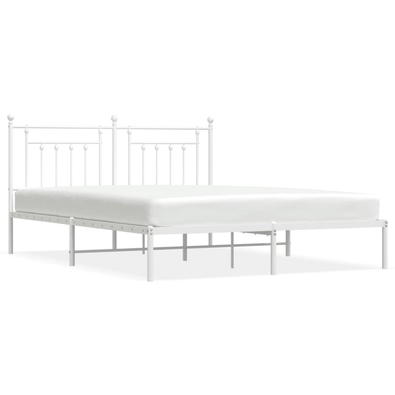 Metal Bed Frame without Mattress with Headboard White 183x203 cm King Payday Deals