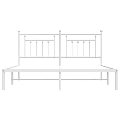 Metal Bed Frame without Mattress with Headboard White 183x203 cm King Payday Deals