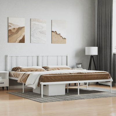 Metal Bed Frame without Mattress with Headboard White 183x203 cm King Payday Deals