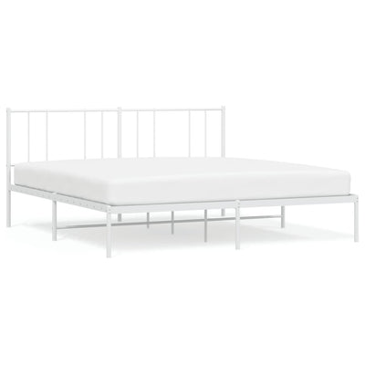 Metal Bed Frame without Mattress with Headboard White 183x203 cm King Payday Deals