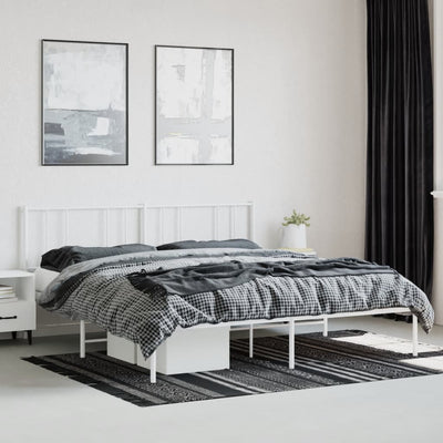 Metal Bed Frame without Mattress with Headboard White 183x203 cm King Payday Deals