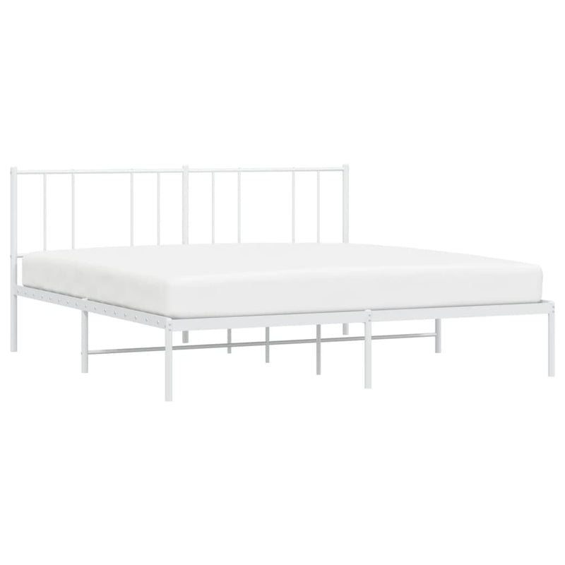 Metal Bed Frame without Mattress with Headboard White 183x203 cm King Payday Deals
