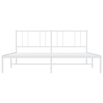 Metal Bed Frame without Mattress with Headboard White 183x203 cm King Payday Deals