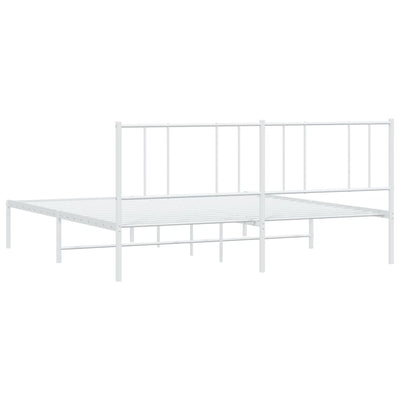 Metal Bed Frame without Mattress with Headboard White 183x203 cm King Payday Deals