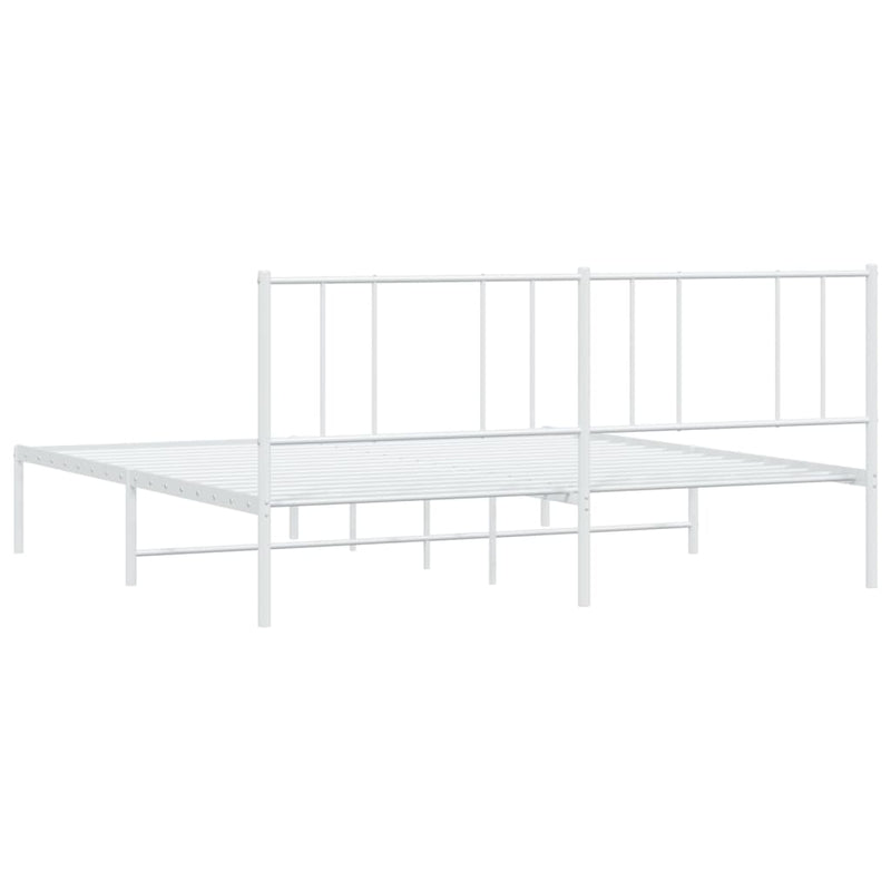 Metal Bed Frame without Mattress with Headboard White 183x203 cm King Payday Deals