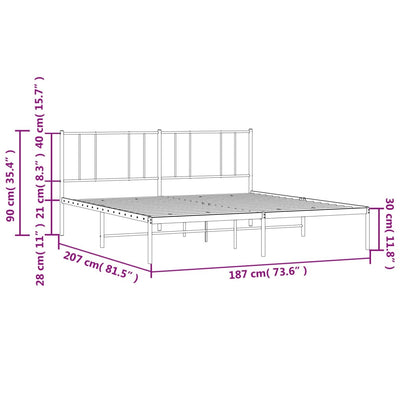 Metal Bed Frame without Mattress with Headboard White 183x203 cm King Payday Deals