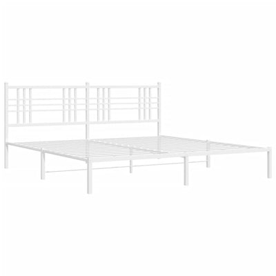 Metal Bed Frame without Mattress with Headboard White 183x203 cm King Payday Deals