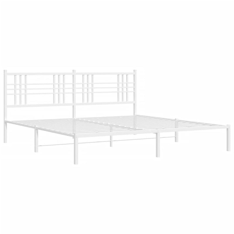 Metal Bed Frame without Mattress with Headboard White 183x203 cm King Payday Deals