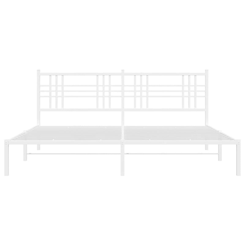 Metal Bed Frame without Mattress with Headboard White 183x203 cm King Payday Deals