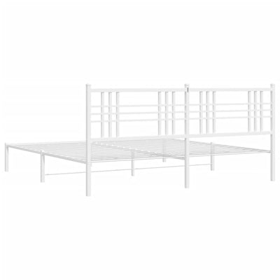 Metal Bed Frame without Mattress with Headboard White 183x203 cm King Payday Deals