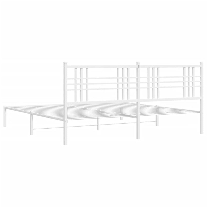 Metal Bed Frame without Mattress with Headboard White 183x203 cm King Payday Deals