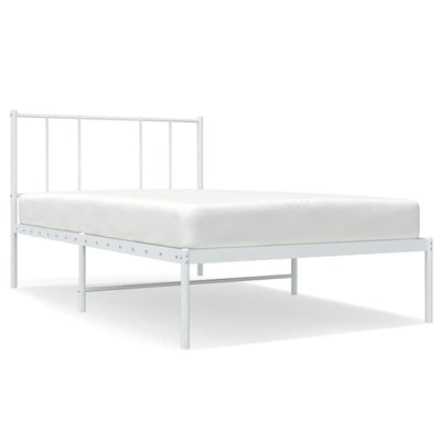 Metal Bed Frame without Mattress with Headboard White 90x190 cm Payday Deals