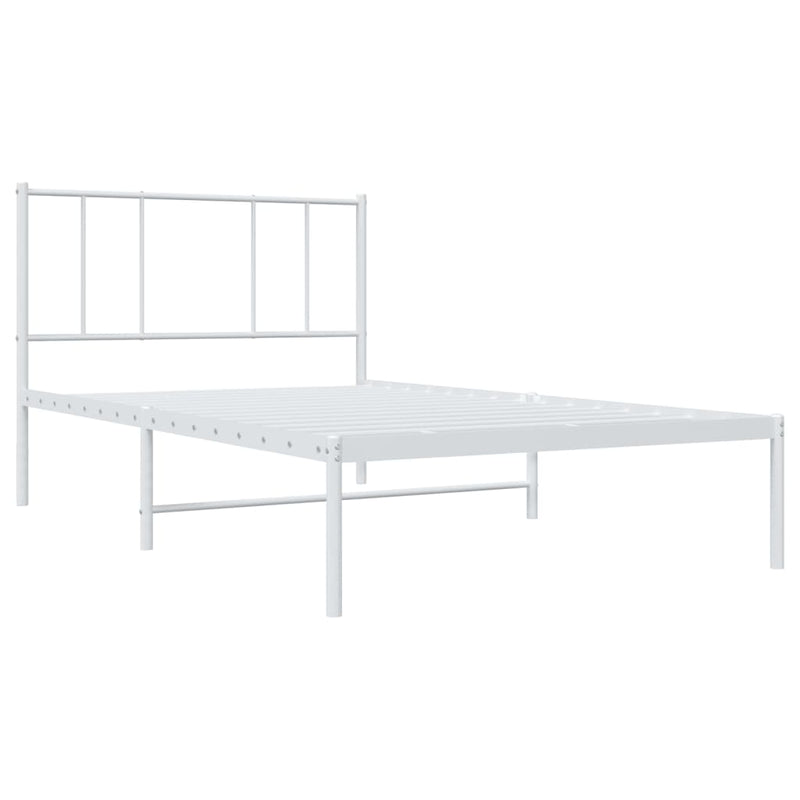 Metal Bed Frame without Mattress with Headboard White 90x190 cm Payday Deals