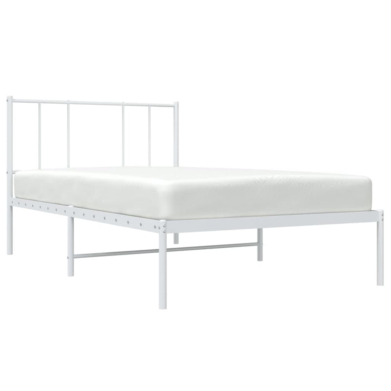 Metal Bed Frame without Mattress with Headboard White 90x190 cm Payday Deals