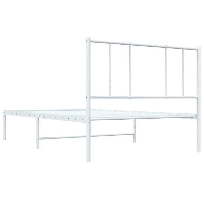 Metal Bed Frame without Mattress with Headboard White 90x190 cm Payday Deals