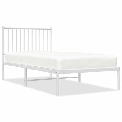 Metal Bed Frame without Mattress with Headboard White 90x190 cm Payday Deals