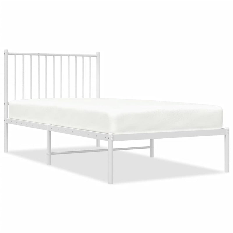 Metal Bed Frame without Mattress with Headboard White 90x190 cm Payday Deals