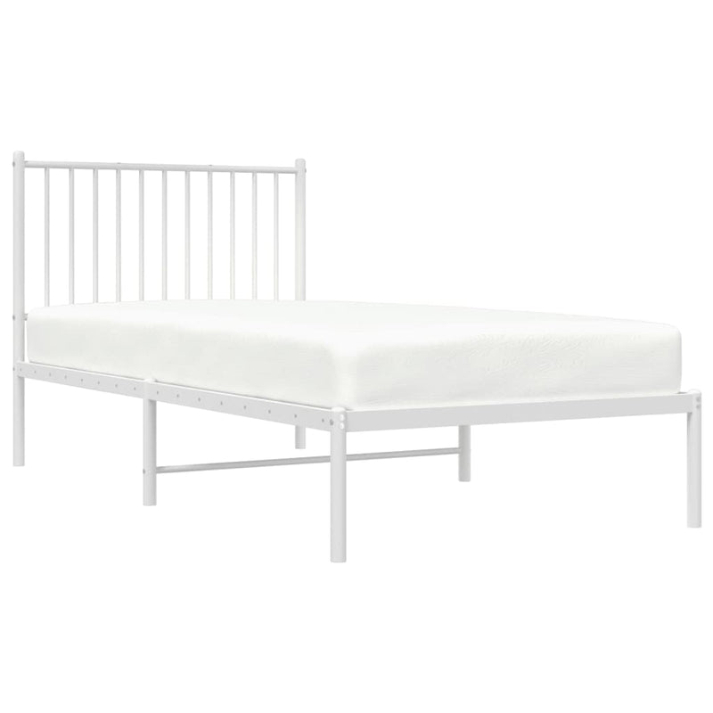 Metal Bed Frame without Mattress with Headboard White 90x190 cm Payday Deals