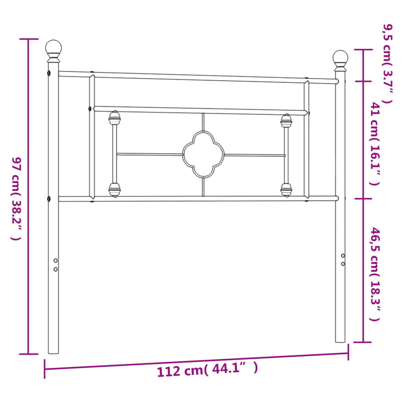 Metal Headboard Black 107 cm King Single Payday Deals