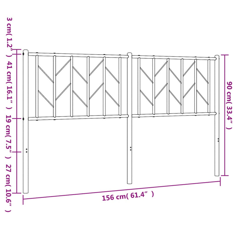 Metal Headboard Black 152 cm Queen Payday Deals