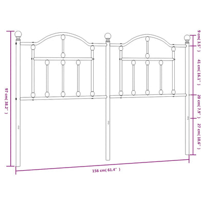 Metal Headboard Black 152 cm Queen Payday Deals