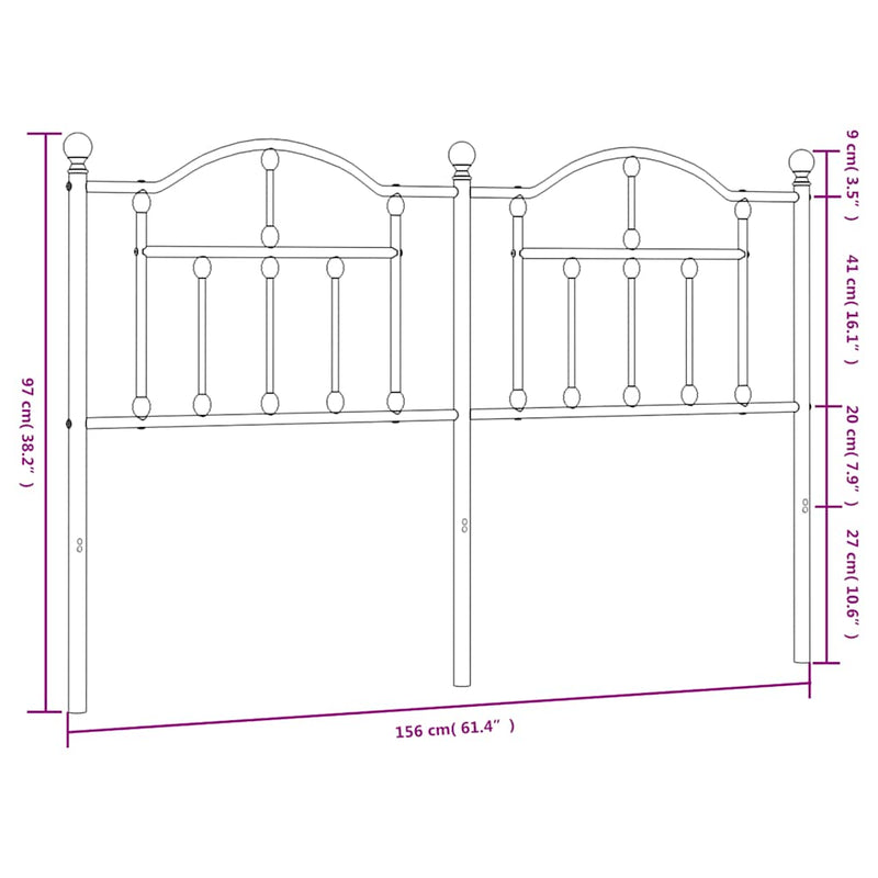 Metal Headboard Black 152 cm Queen Payday Deals