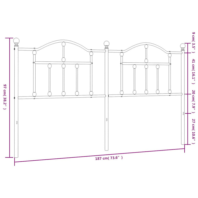 Metal Headboard White 183 cm King Payday Deals