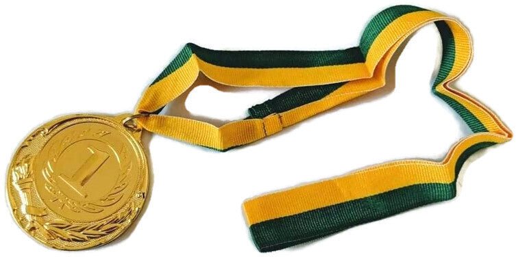 METAL WINNER GOLD MEDAL 1st Party Favours Sports Day 40cm Ribbon - Green/Gold Payday Deals