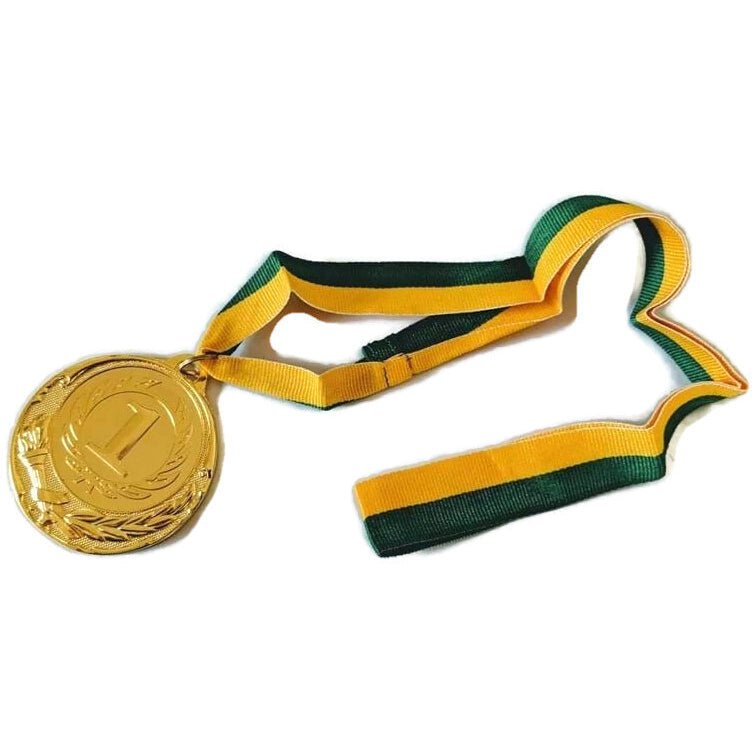 METAL WINNER GOLD MEDAL 1st Party Favours Sports Day 40cm Ribbon - Green/Gold Payday Deals