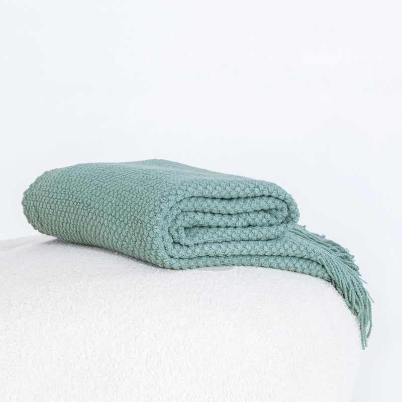 Micro Plush Knitted Woven Throw Blanket - Seafoam Payday Deals