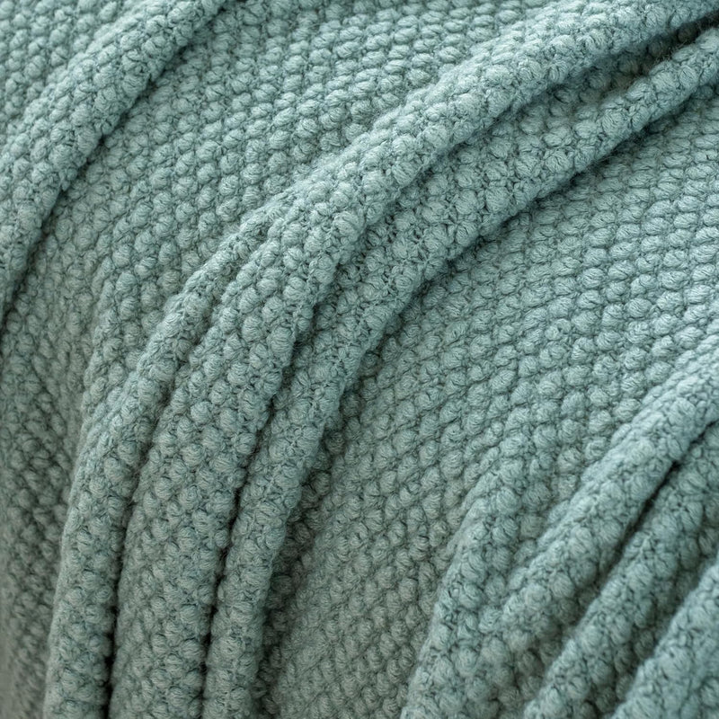 Micro Plush Knitted Woven Throw Blanket - Seafoam Payday Deals